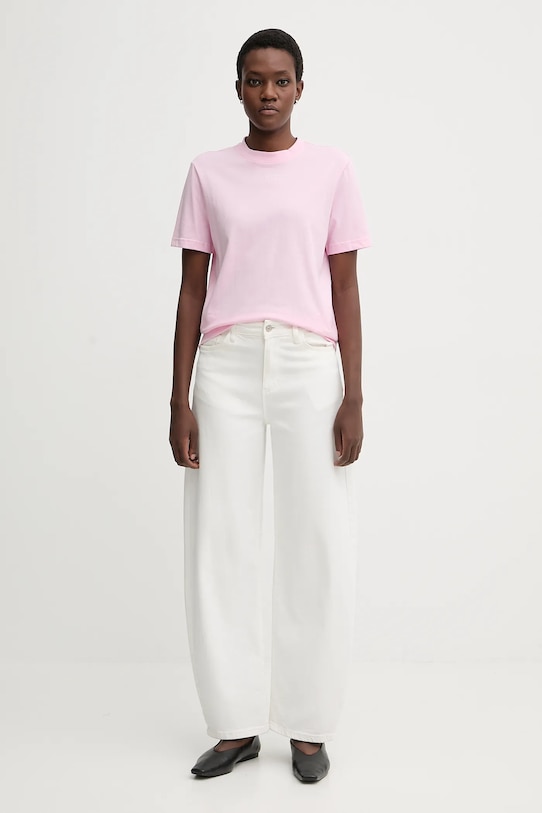 Calvin Klein t-shirt bawełniany LV147C857G różowy SS26