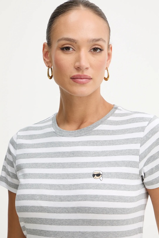 Βαμβακερό μπλουζάκι Karl Lagerfeld IKON γκρί B1W17037