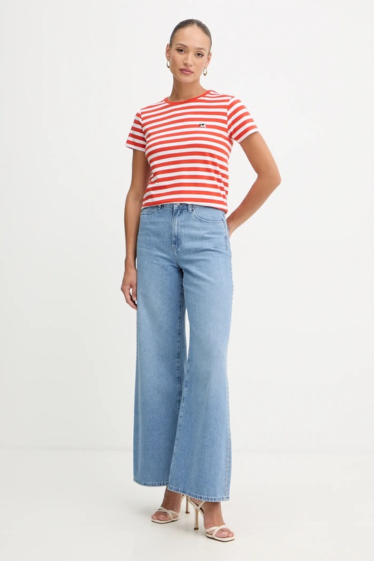 Βαμβακερό μπλουζάκι Karl Lagerfeld IKON B1W17037 πορτοκαλί SS26