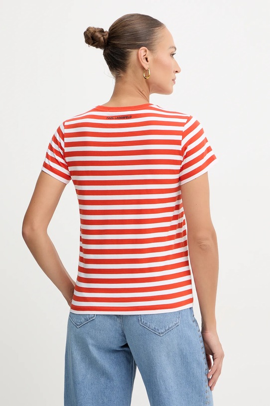 Ρούχα Βαμβακερό μπλουζάκι Karl Lagerfeld IKON B1W17037 πορτοκαλί