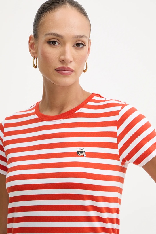 Βαμβακερό μπλουζάκι Karl Lagerfeld IKON πορτοκαλί B1W17037