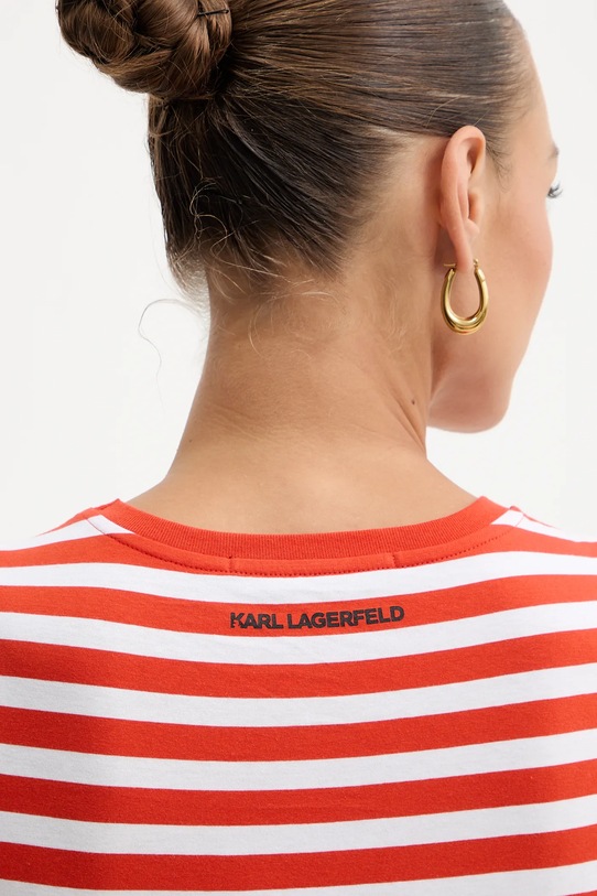 Βαμβακερό μπλουζάκι Karl Lagerfeld IKON B1W17037 πορτοκαλί