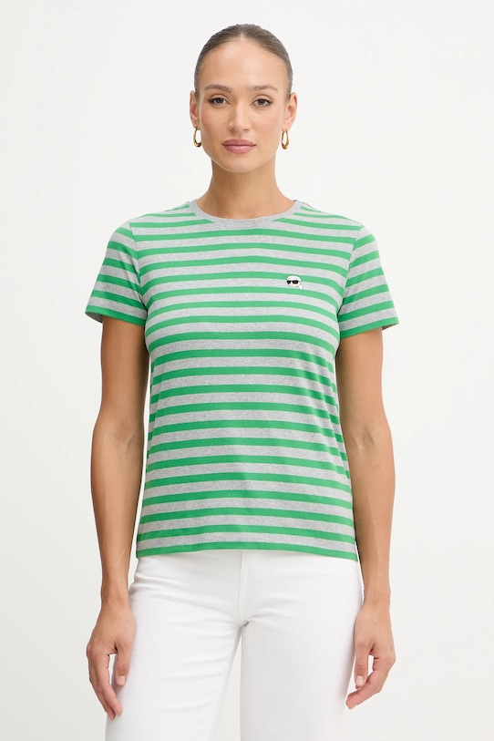Karl Lagerfeld tricou din bumbac IKON curele verde B1W17037