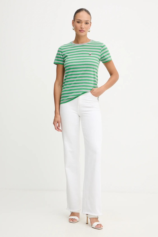 Karl Lagerfeld tricou din bumbac IKON B1W17037 verde SS26