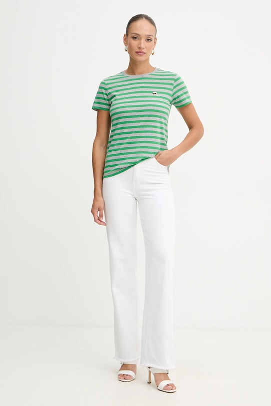 Karl Lagerfeld tricou din bumbac IKON B1W17037 verde SS26
