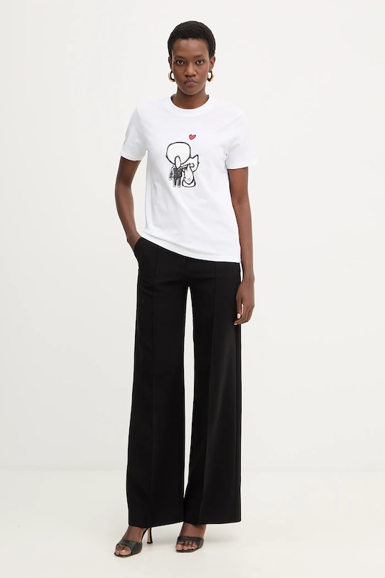 Βαμβακερό μπλουζάκι Karl Lagerfeld IKON B1W17038 λευκό SS26