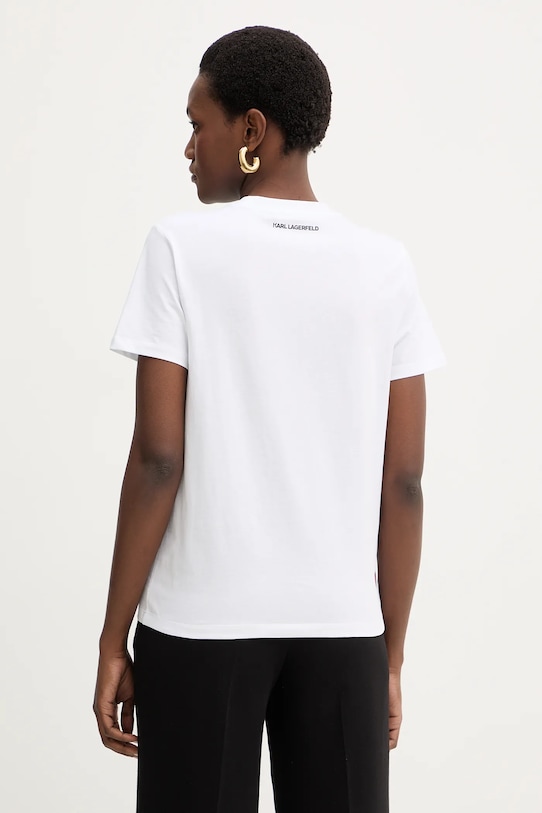 Ρούχα Βαμβακερό μπλουζάκι Karl Lagerfeld IKON B1W17038 λευκό