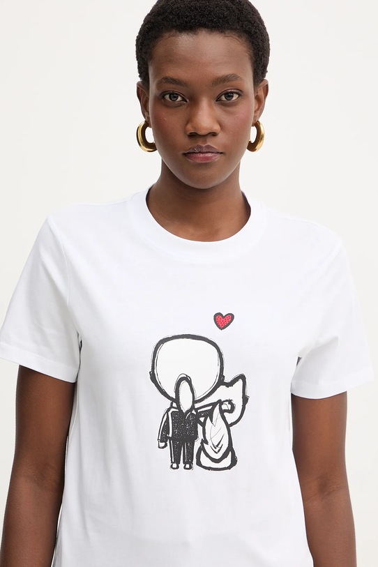 Βαμβακερό μπλουζάκι Karl Lagerfeld IKON λευκό B1W17038