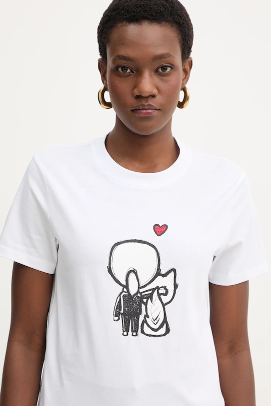 Βαμβακερό μπλουζάκι Karl Lagerfeld IKON λευκό B1W17038