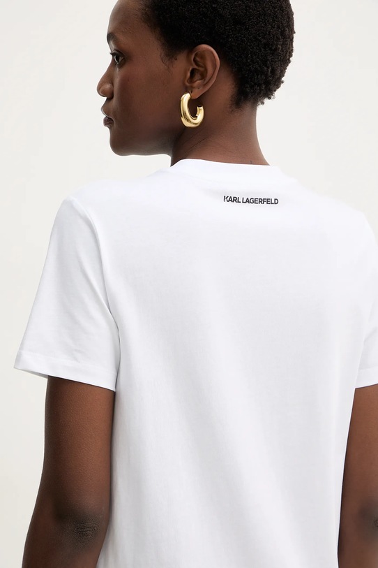 Βαμβακερό μπλουζάκι Karl Lagerfeld IKON B1W17038 λευκό