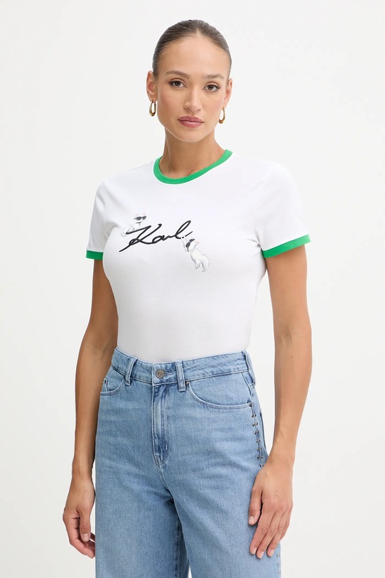 Karl Lagerfeld t-shirt bawełniany IKON nadruk biały B1W17040
