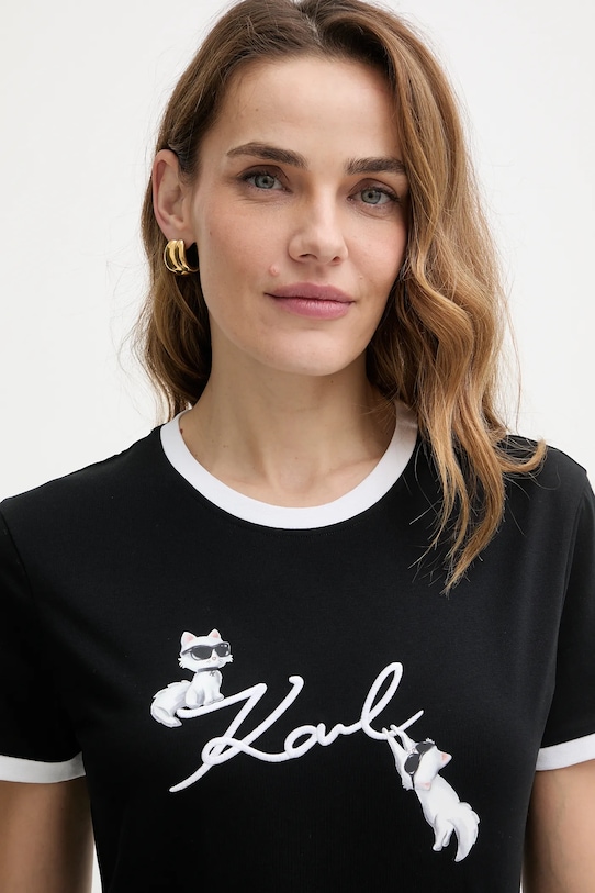 Karl Lagerfeld t-shirt bawełniany IKON czarny B1W17040