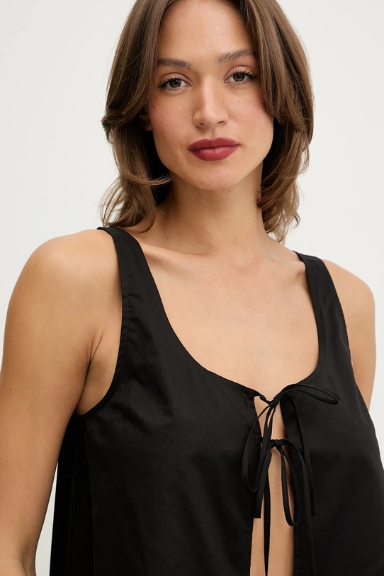 Karl Lagerfeld top plażowy bawełniany czarny B1W46024