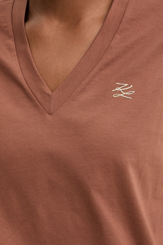 Karl Lagerfeld top bawełniany B1W17012 brązowy