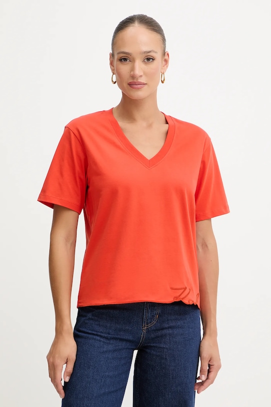 Karl Lagerfeld t-shirt bawełniany regular pomarańczowy B1W17031