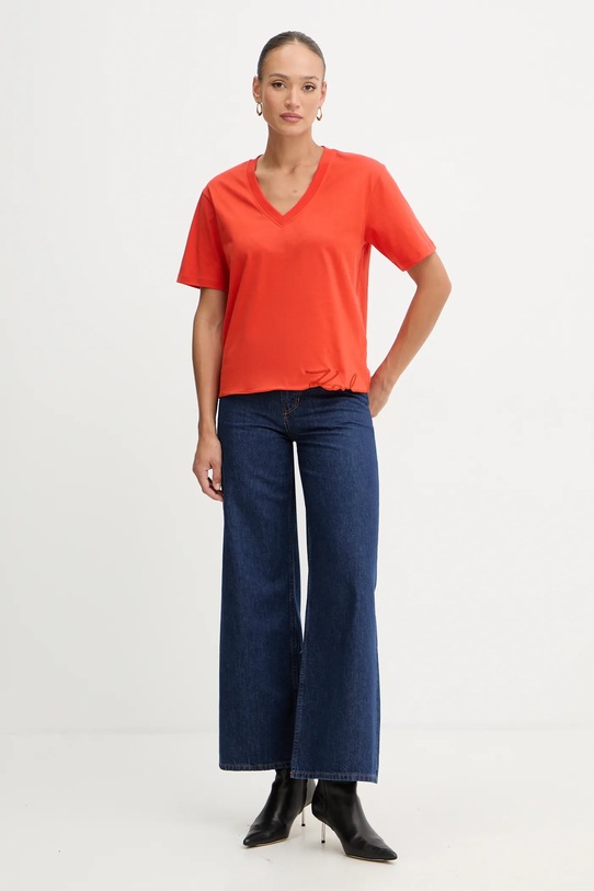 Karl Lagerfeld t-shirt bawełniany B1W17031 pomarańczowy SS26