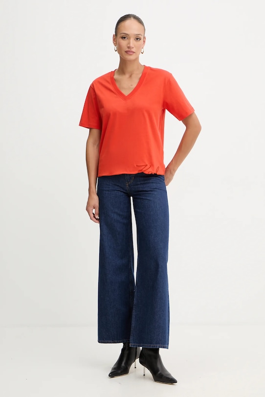 Karl Lagerfeld t-shirt bawełniany B1W17031 pomarańczowy SS26