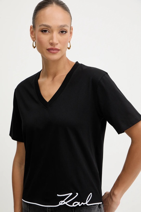 Karl Lagerfeld t-shirt bawełniany czarny B1W17031