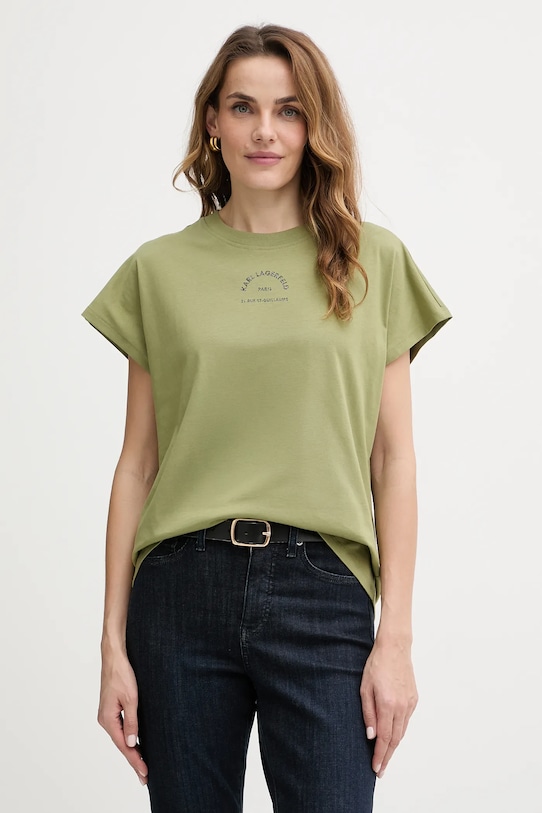 Karl Lagerfeld t-shirt bawełniany nadruk zielony B1W17032