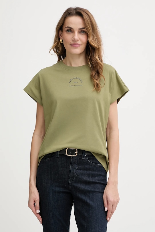 Karl Lagerfeld pamut póló pamut zöld B1W17032