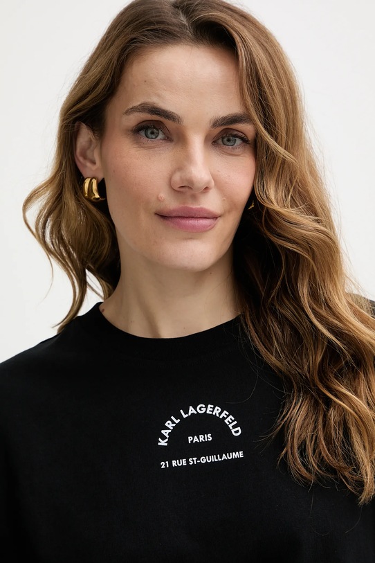 Karl Lagerfeld t-shirt bawełniany czarny B1W17032