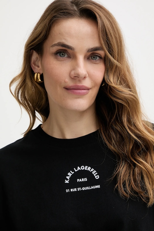 Karl Lagerfeld t-shirt bawełniany czarny B1W17032