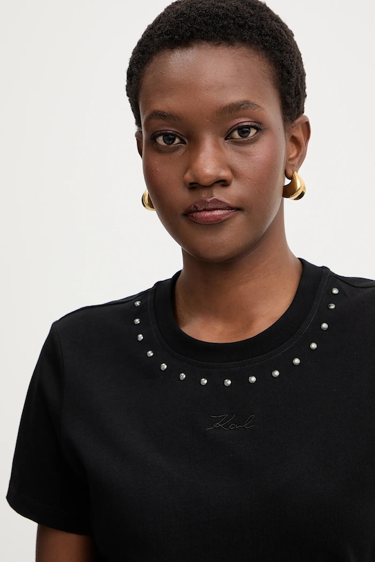 Karl Lagerfeld t-shirt bawełniany czarny B1W17088