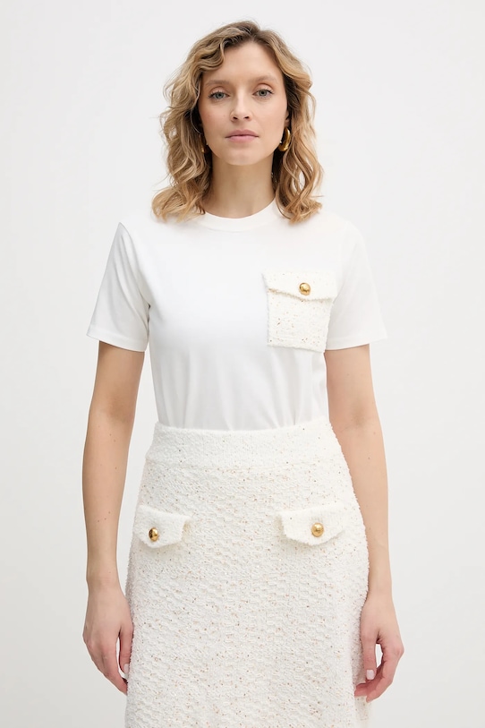 Majica kratkih rukava Karl Lagerfeld bez uzorka bež B1W17089