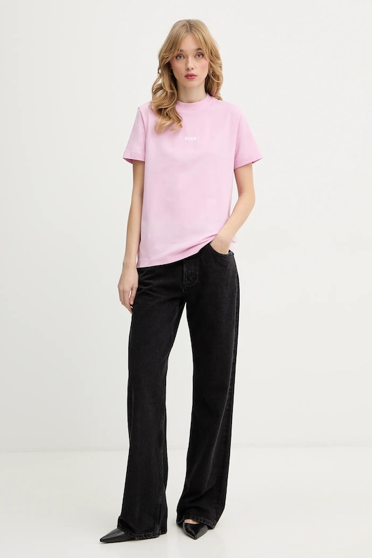 MSGM t-shirt bawełniany 4041MDM500.267002 różowy SS26