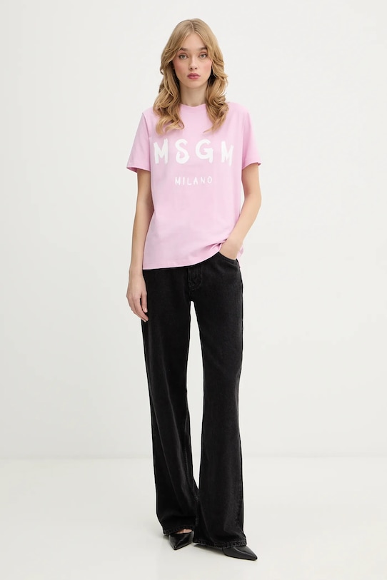 MSGM t-shirt bawełniany 4041MDM510.267002 różowy SS26
