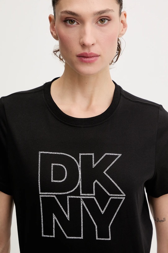Памучна тениска Dkny черен DP6T1533