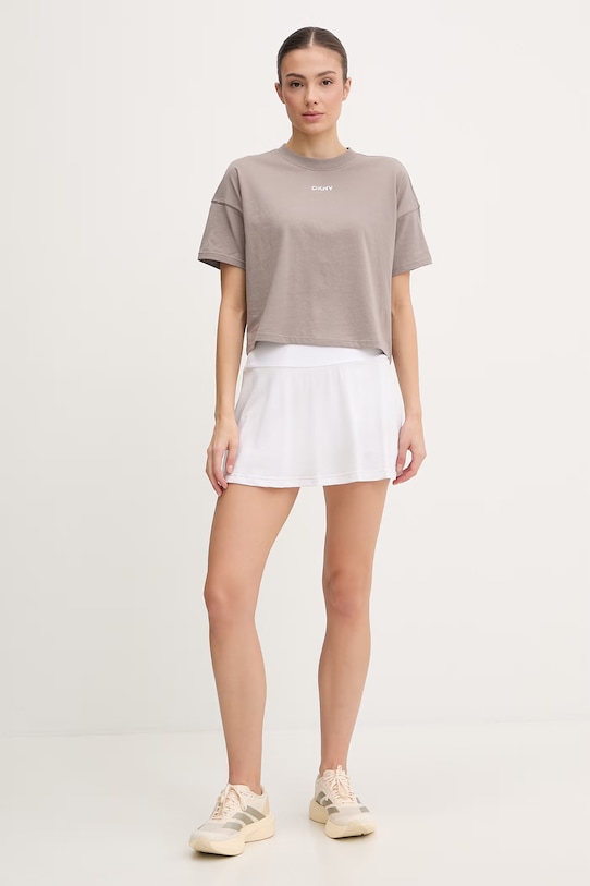 Bavlnené tričko Dkny DP6T1662 béžová SS26