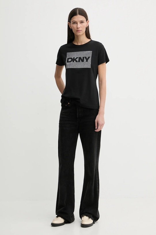 Dkny t-shirt DJ6T1701 czarny SS26