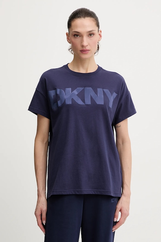 Памучна тениска Dkny свободна син DP6T1534