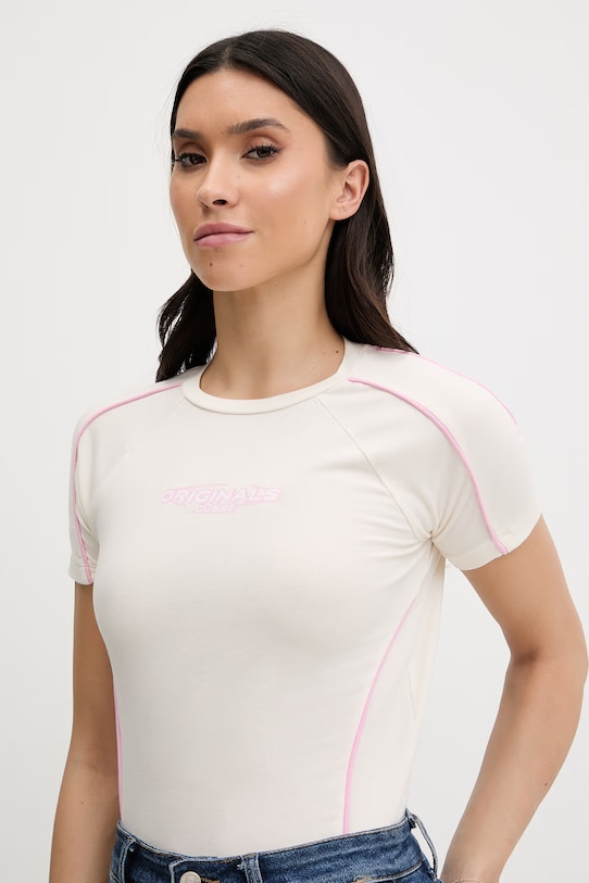 Majica kratkih rukava Guess Originals bež W6RI39.KCBF1