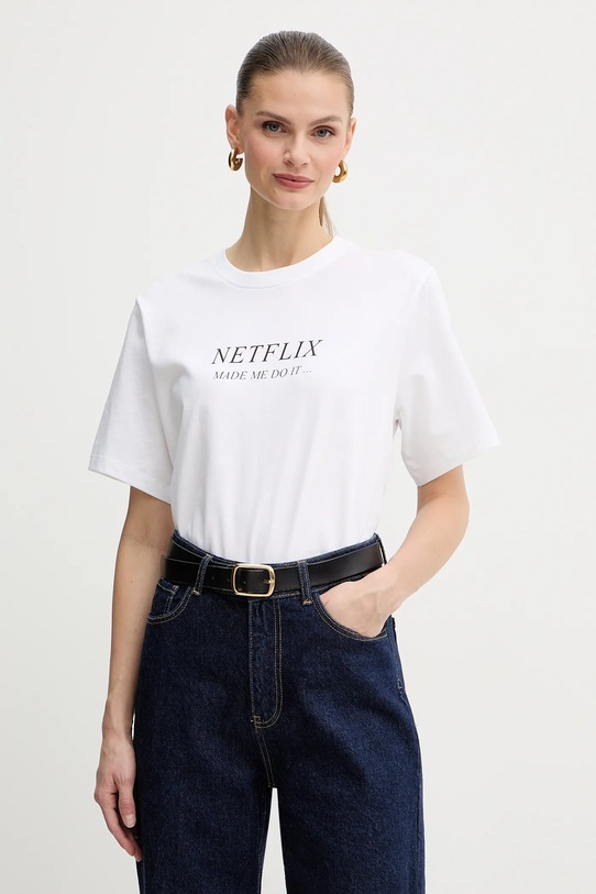 Victoria Beckham t-shirt bawełniany nadruk biały 1325JTS006477A