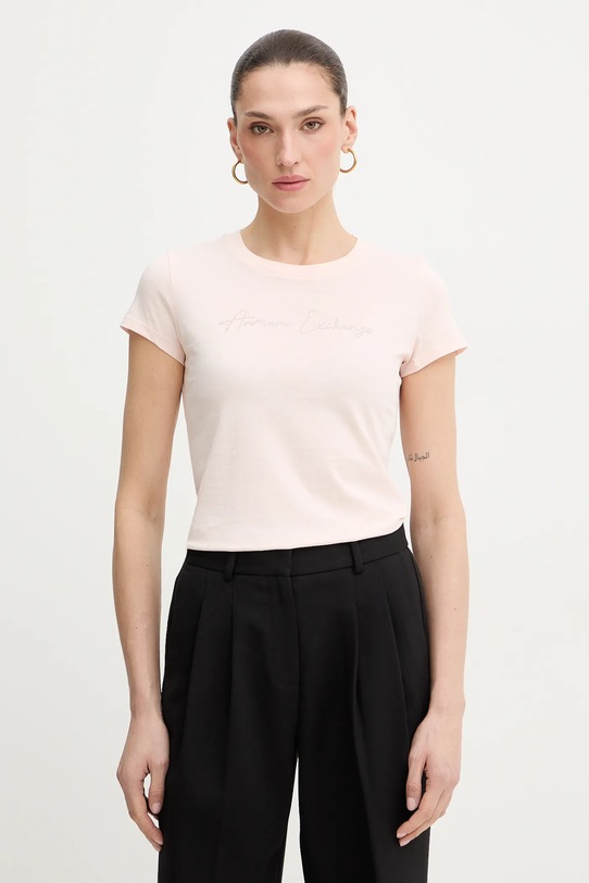 Armani Exchange t-shirt bawełniany bawełna różowy XW001457.AF10356