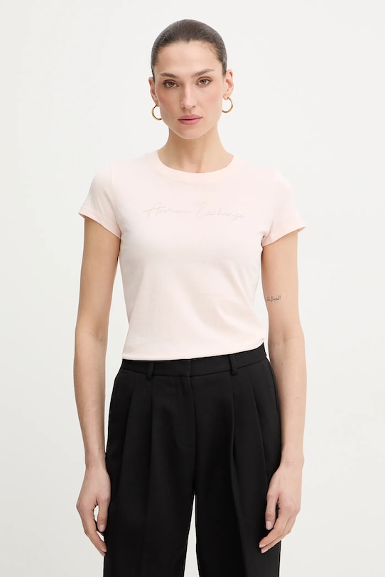 Armani Exchange t-shirt bawełniany bawełna różowy XW001457.AF10356