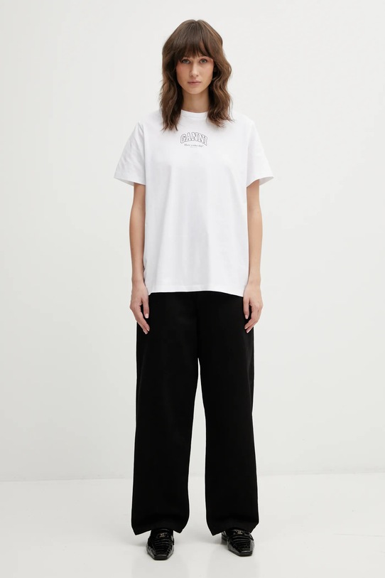 GANNI t-shirt bawełniany A1050057 A1050057 biały