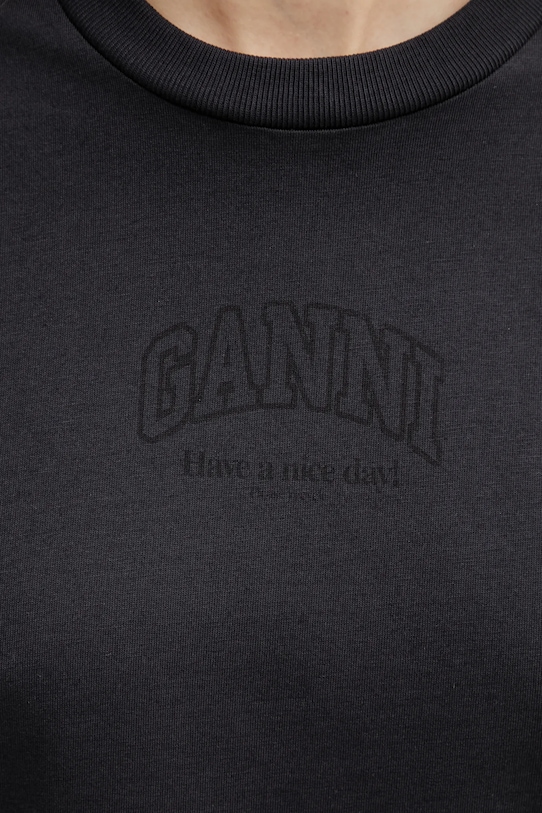 GANNI t-shirt bawełniany czarny A1050057