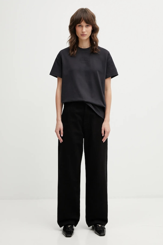 GANNI t-shirt bawełniany A1050057 czarny