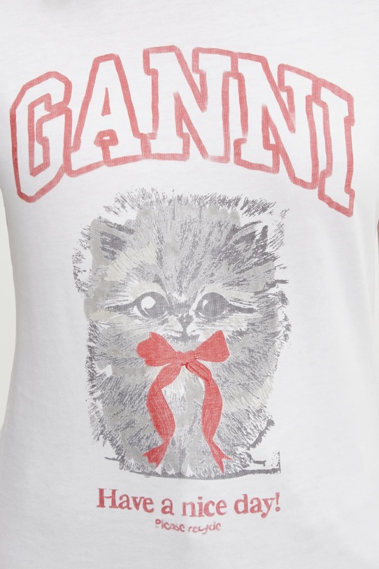 GANNI t-shirt bawełniany A1050030 biały A1050030