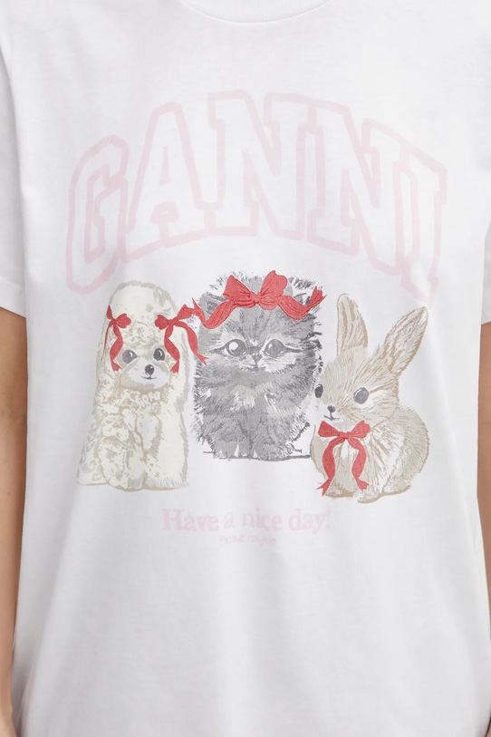 GANNI t-shirt bawełniany A1050029 biały A1050029