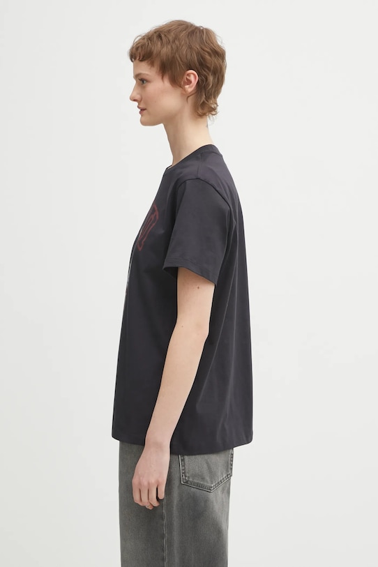 GANNI t-shirt bawełniany A1050061 szary SS26