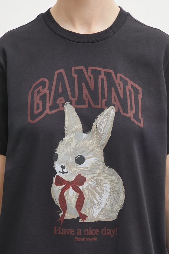 GANNI t-shirt bawełniany szary A1050061