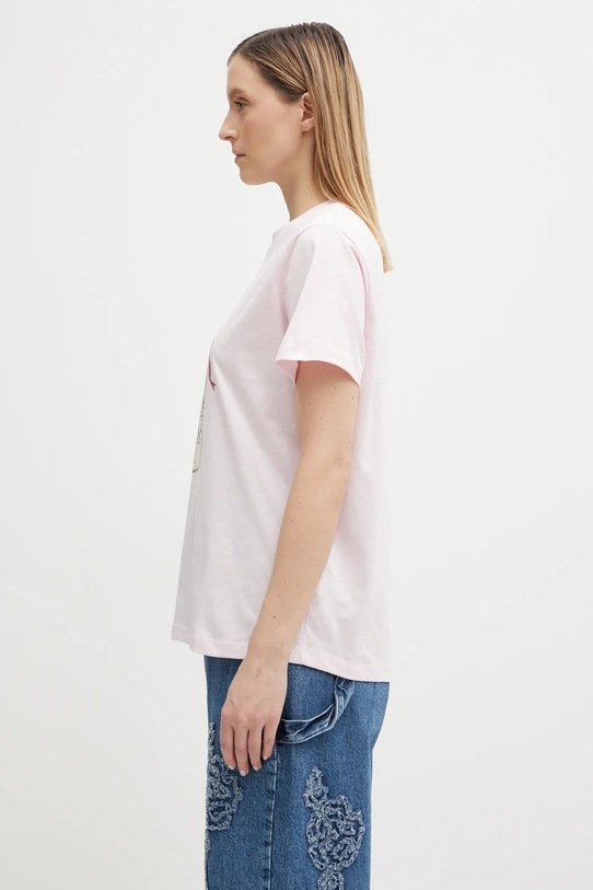 GANNI t-shirt bawełniany A1050062 różowy SS26