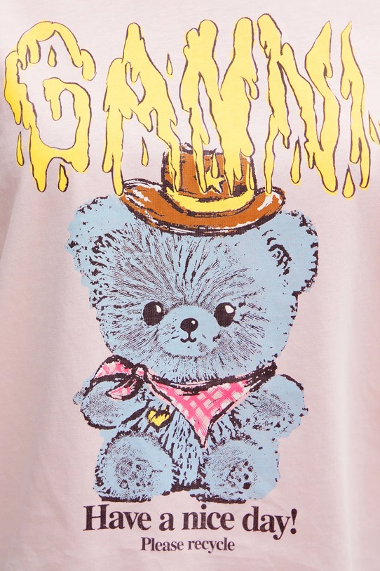 GANNI t-shirt bawełniany A1050074 różowy A1050074