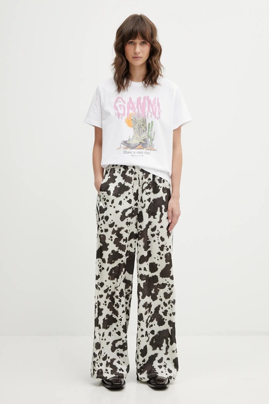 GANNI t-shirt bawełniany A1050075 A1050075 biały