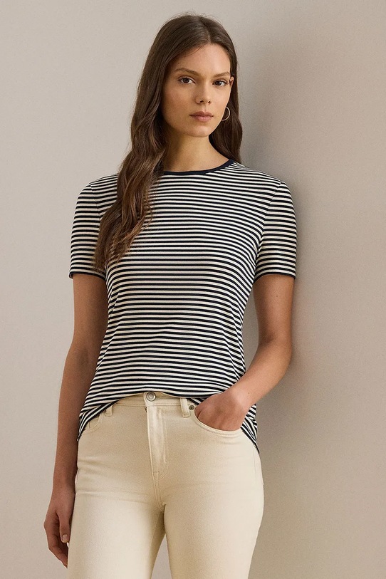 Lauren Ralph Lauren t-shirt elasztánnal sötétkék 200P03721