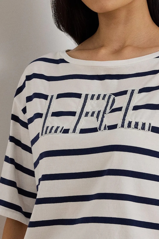 Lauren Ralph Lauren t-shirt bawełniany granatowy 200P03752